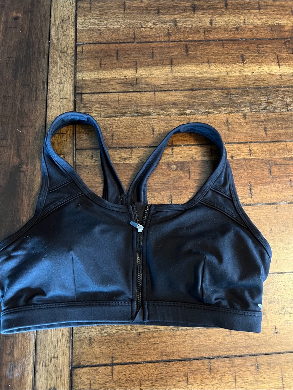 bcg Black Front-Zip Racerback Sports Bra